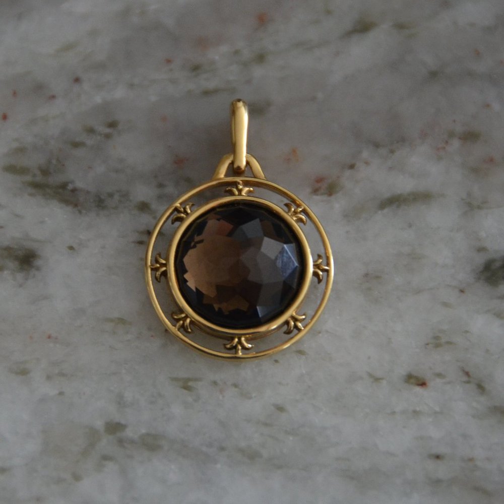 RARE LE LUXURY MONICA RICH KOSANN FLEUR DE LIS QUARTZ 18K CHARM PENDANT ENHANCER